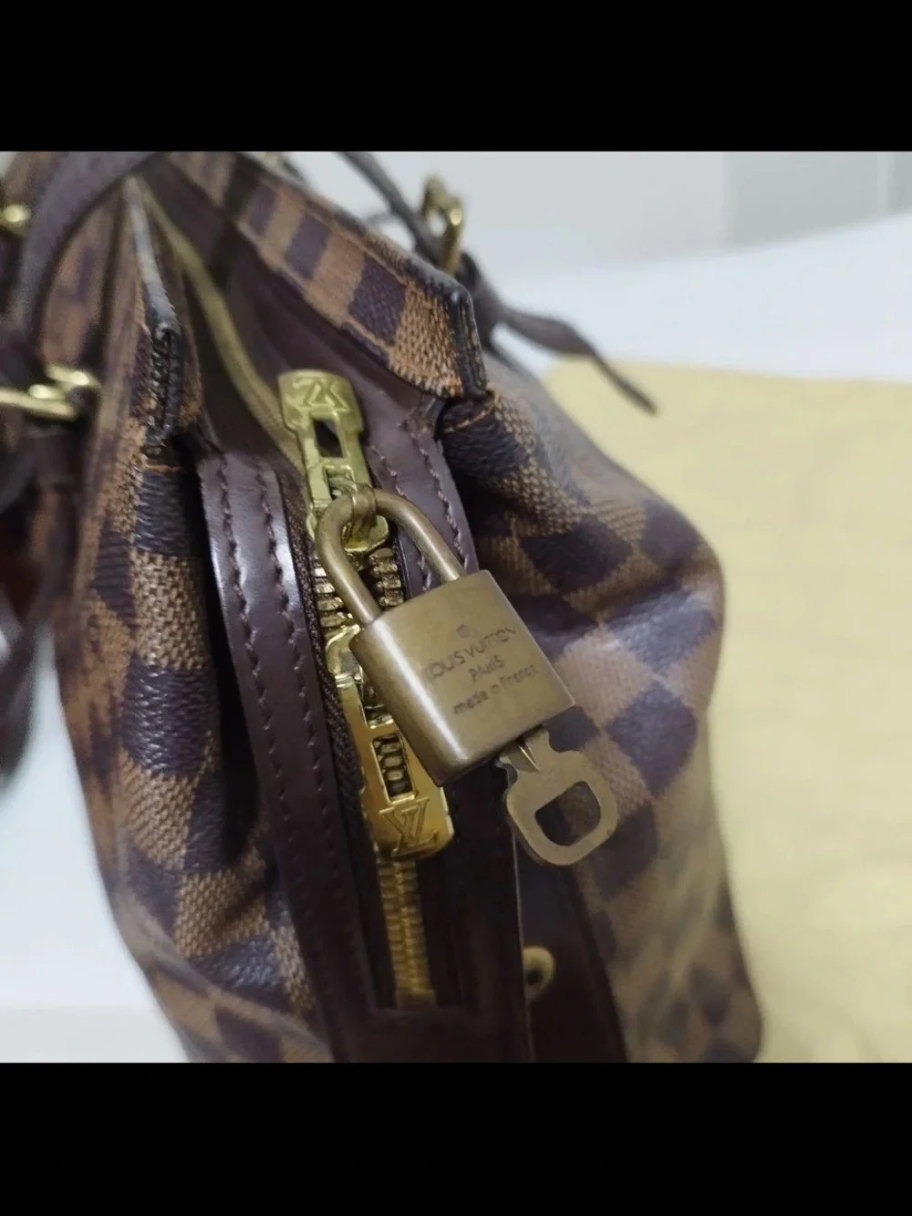 Louis Vuitton Brown Checkered Shoulder Tote